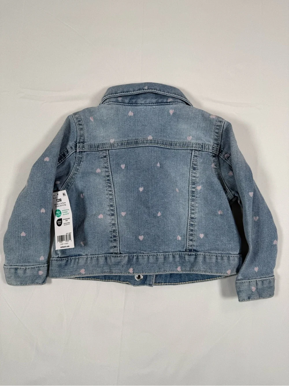 NWT OSHKOSH B'GOSH Toddler Girls' Light Wash Denim Heart Jean‎ Jacket 12m NEW